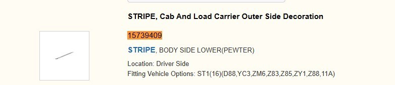 OEM GM 15739409 Stripe Kit 1998-99 GMC Jimmy
