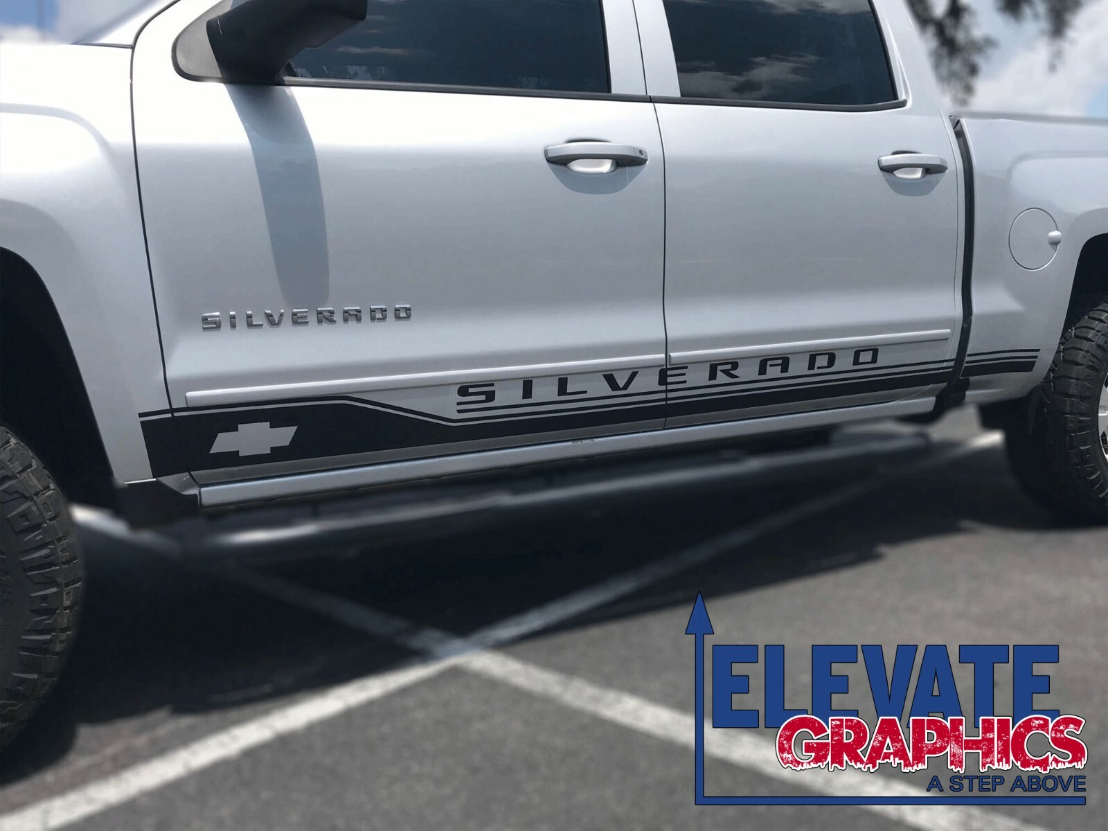Fits Chevy Silverado Rocker One Stripes Vinyl Graphics Decals Sticker 1999-2024