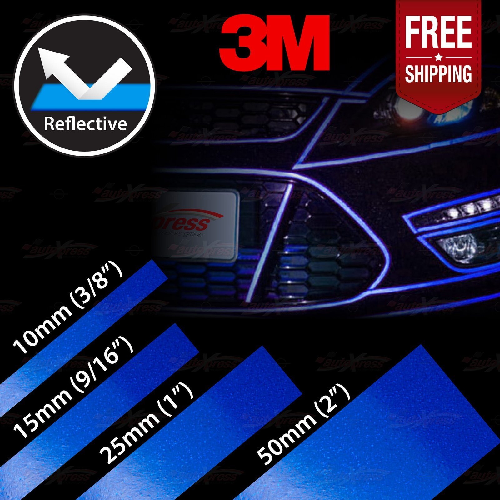 Weatherproof REFLECTIVE 3M Safety Car Bike Motorcycle Truck Vinyl Stickers BLUE