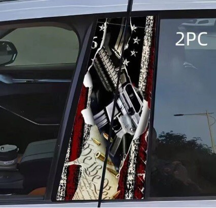 2pcs Personalized Fashion Car Center Pillar Sticker B-pillar Protective Film