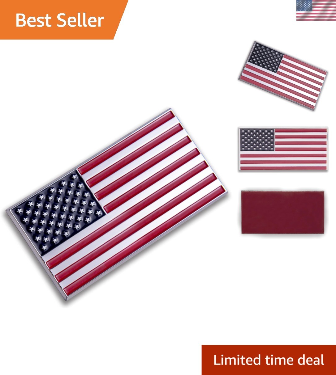 Universal Fit Red/Blue American Flag Auto Emblem – Perfect for Cars & Trucks