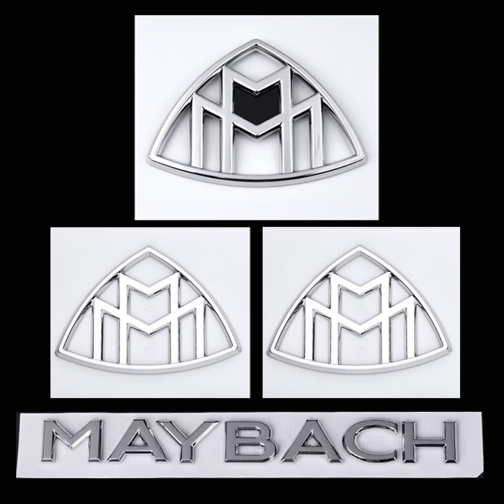 4pcs Silver Maybach set Fender Side Rear Trunk Emblems Badge For S-Class W222