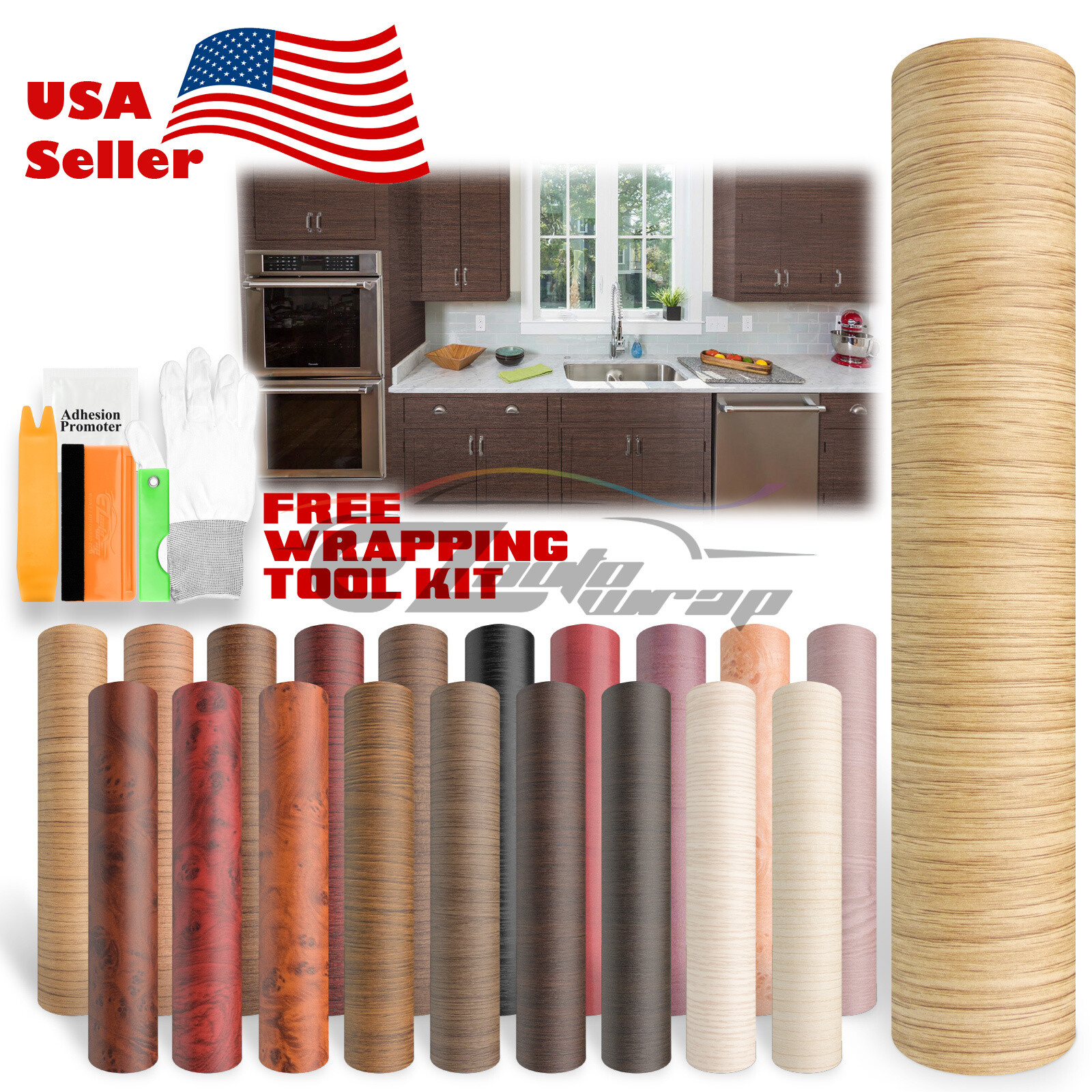*Wood Grain Teak Oak Cherry Ebony Vinyl Wrap Sticker Dash Trim Air Bubble Free