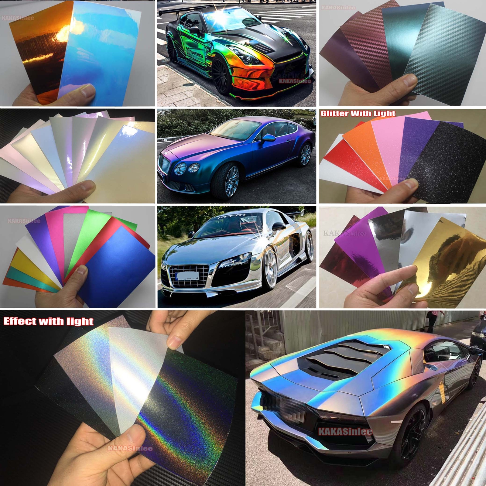 Sample Center Car Chameleon Satin Chrome Pearl Metal Vinyl Wrap PVC Sticker HDUS