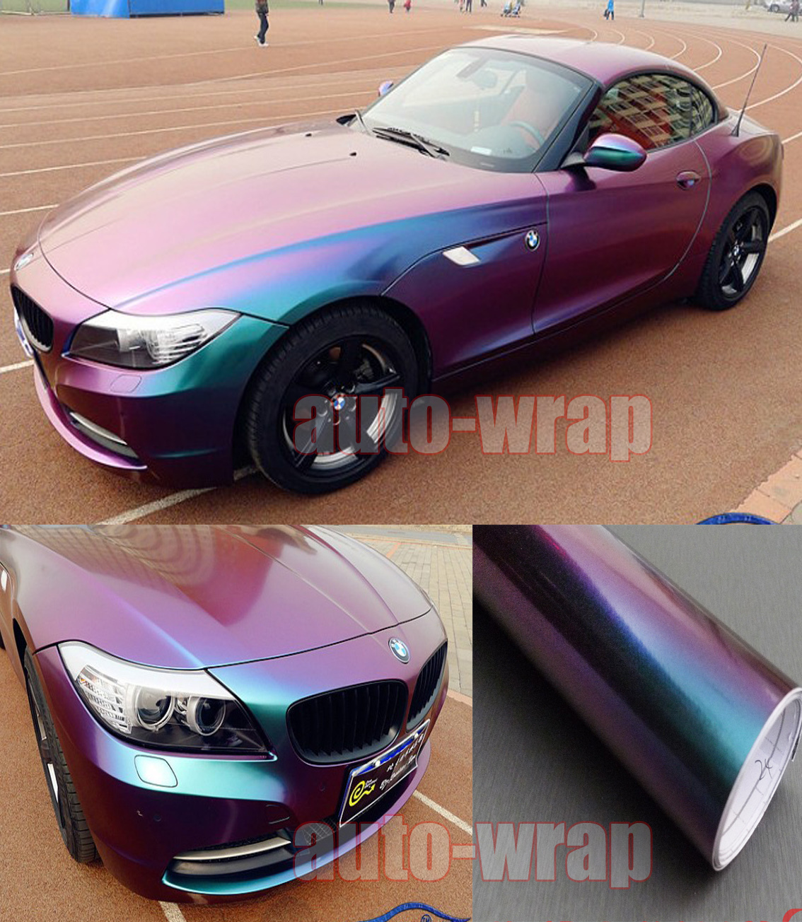 Full Car Wrap Flat Glossy Chameleon Vinyl Sticker Green Purple – 65FT x 5FT AC
