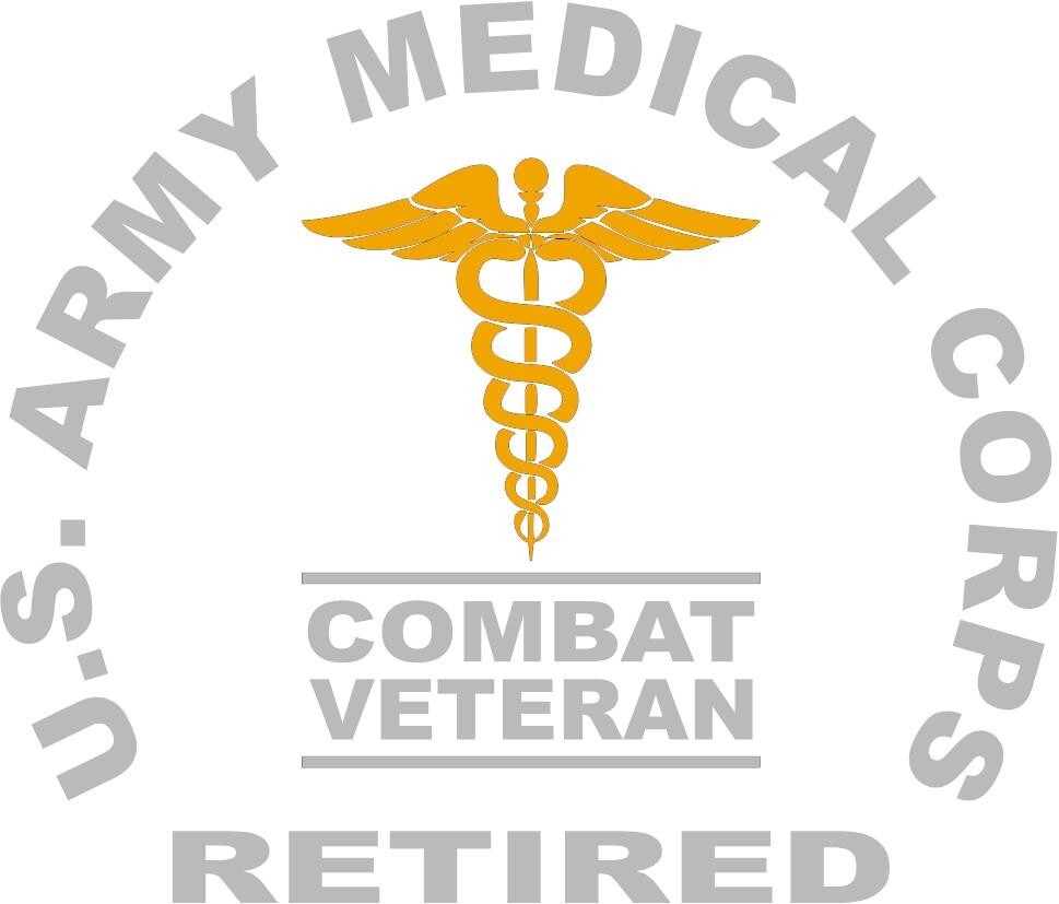 “U S ARMY COMBAT MEDIC RETIRED VET” 3 Mil Vinyl Sticker for Car/Truck Window