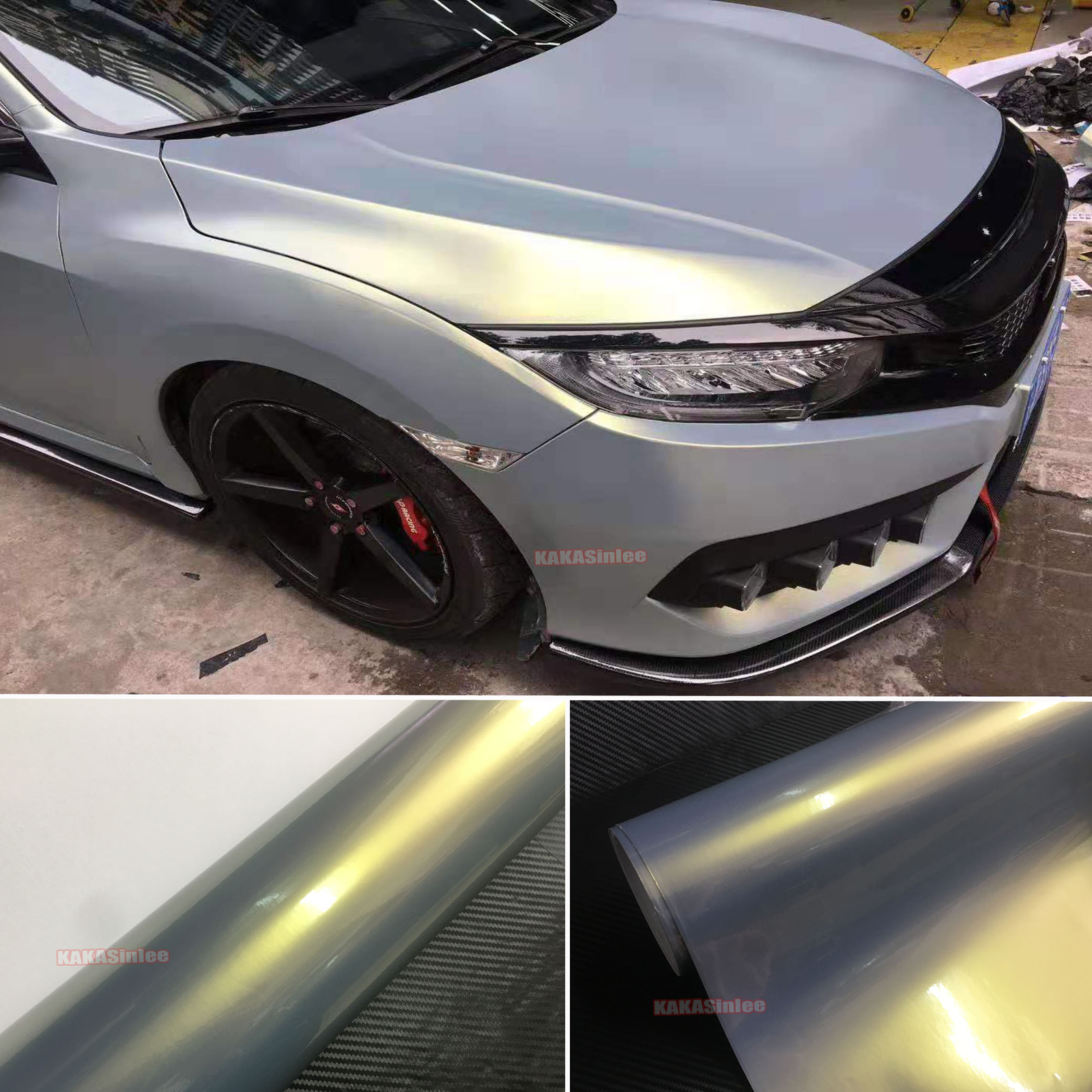Air Release Grey Chameleon / Pearl Metallic Satin Full Car Vinyl Wrap Sticker US