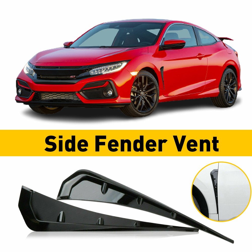 2/Car Exterior Side Fender Vent Air Wing Cover Trim Universal Glossy Black US M