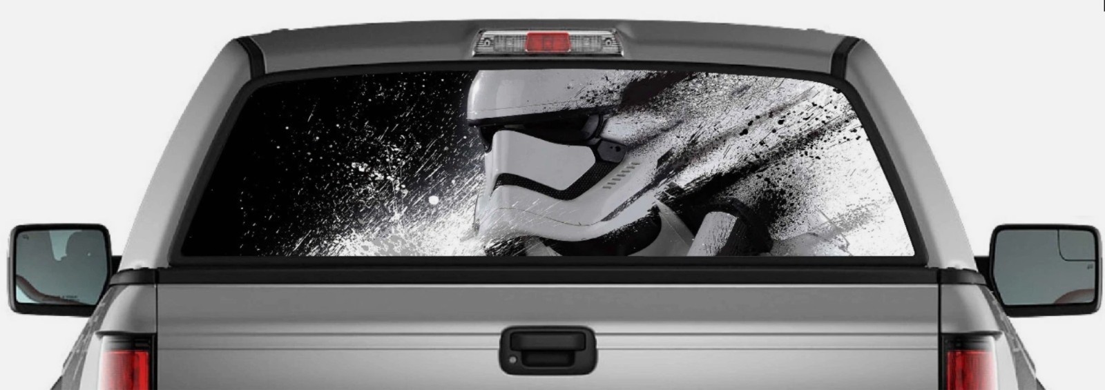 STORM TROOPER PERFORATED L Window Graphic Decal Sticker Truck SUV VAN STAR WARS