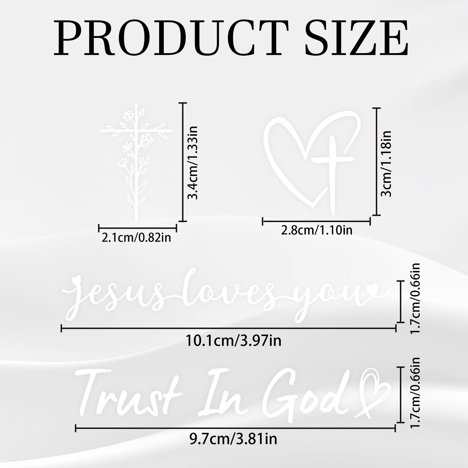 6 Pcs Trust in God Rearview Mirror Stickers, Christian Car Decals Vinyl White