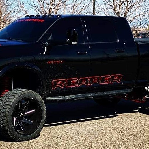 Pick up Truck side bed Decals Graphics Compatible Dodge Chevy Ford Custom text
