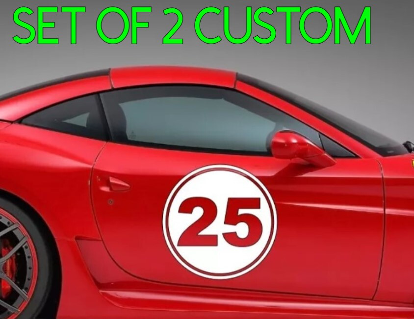 2x Rally Racing Custom Number Circle Decal Auto Car Race Sport Sticker