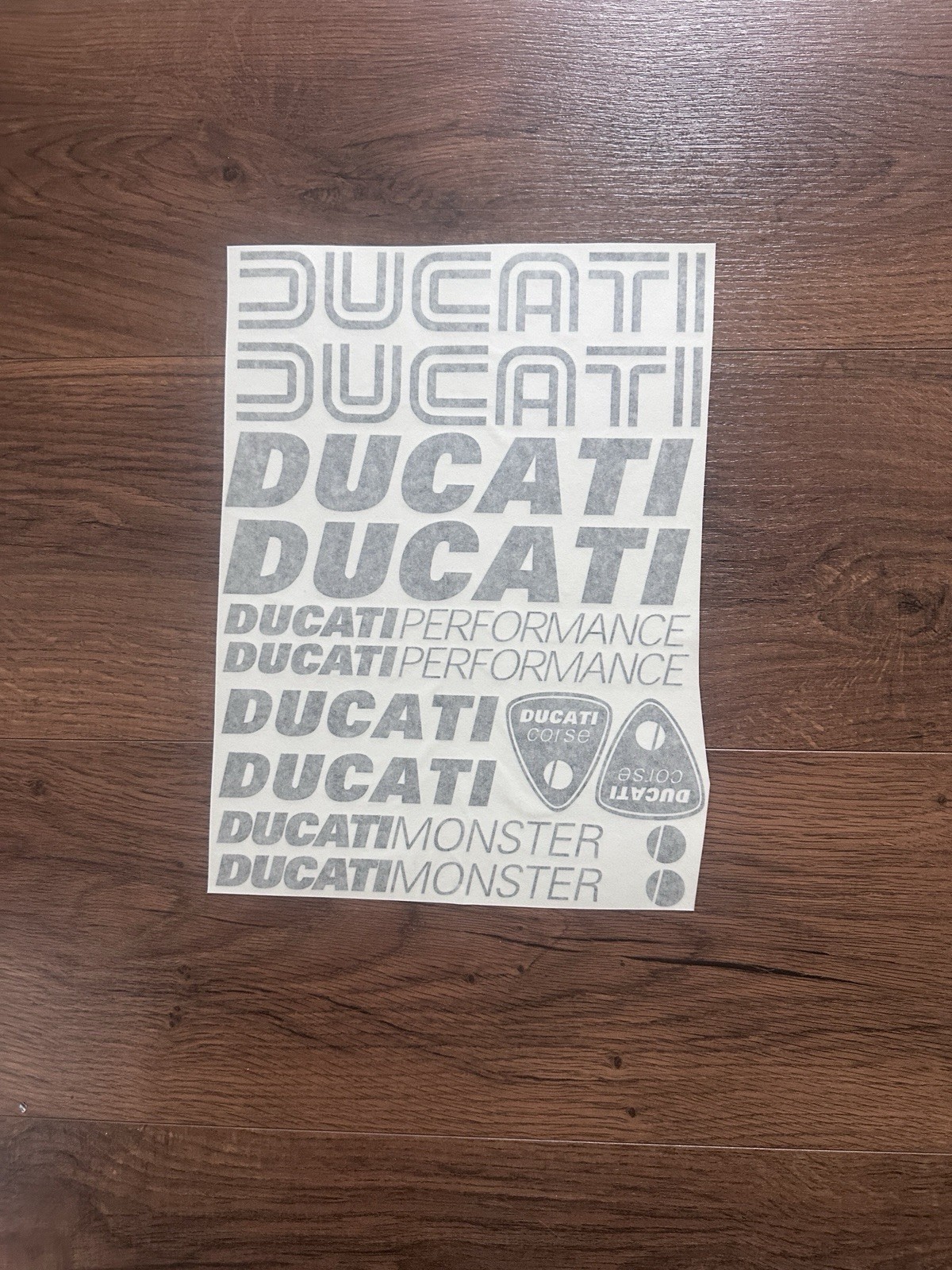 Ducati Vinyl Decal Sticker Sheet Black Logo Performance Corse Monster