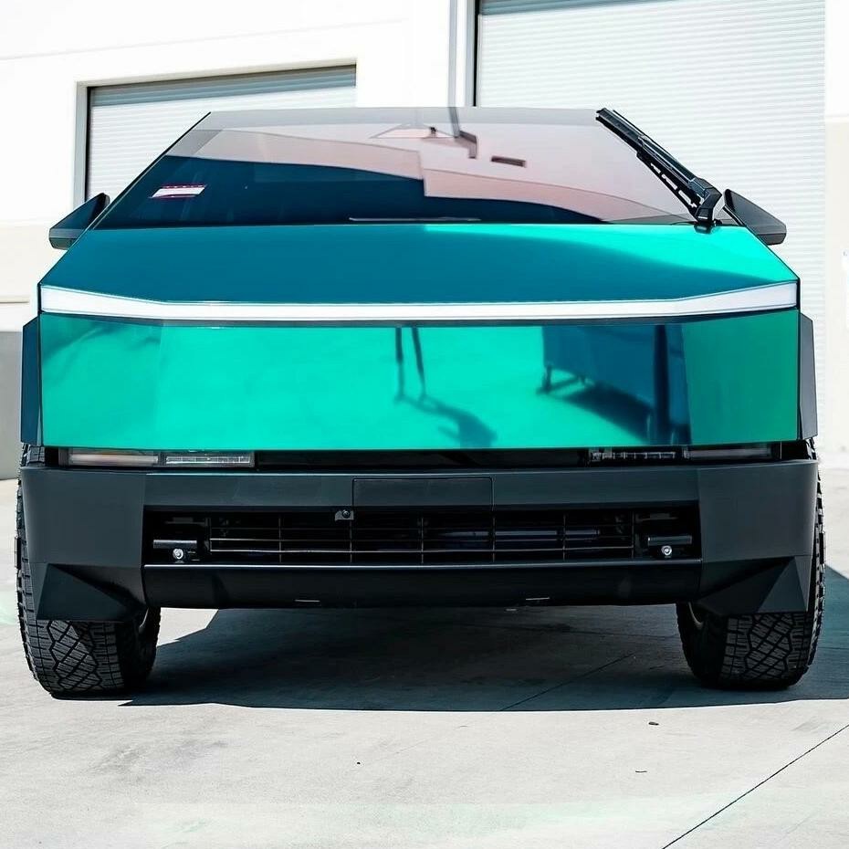 Cybertruck DIY PPF Paint Protection Film Wrap Color Change Mirror Lake Blue