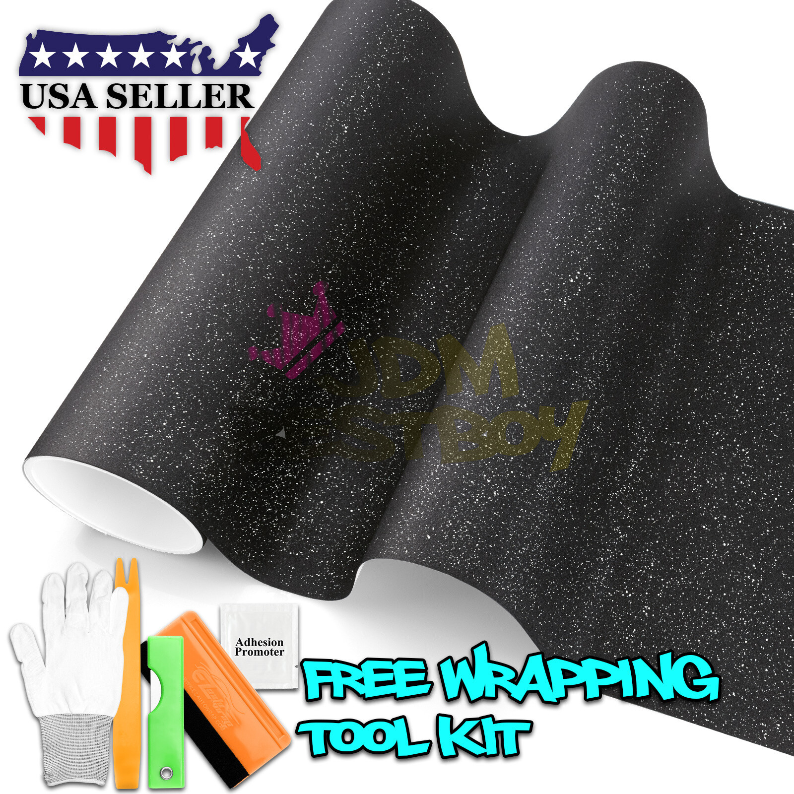 Matte Glitter Black Frosted Sparkle Sticker Decal Sheet Car Vinyl Wrap Film DIY