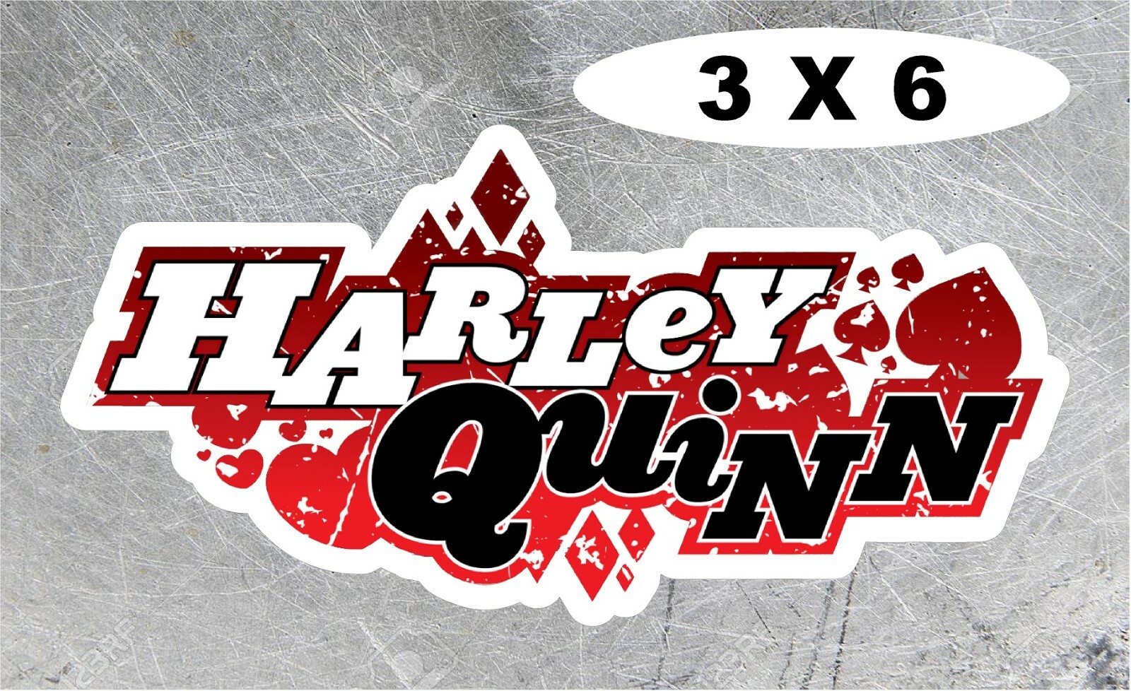 SUICIDE SQUAD HARLEY QUINN LOGO DECAL STICKER   3″ H x 6″ W  LAMINATED