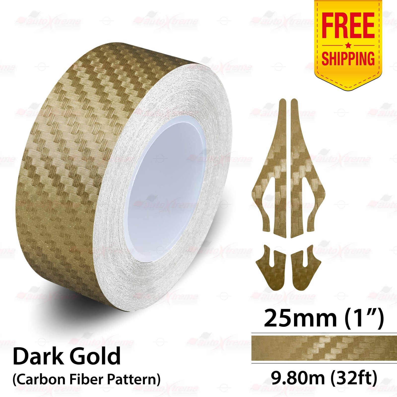 1″ 25mm PinStriping Stripe Styling Decal Vinyl Sticker CARBON FIBER DARK GOLD