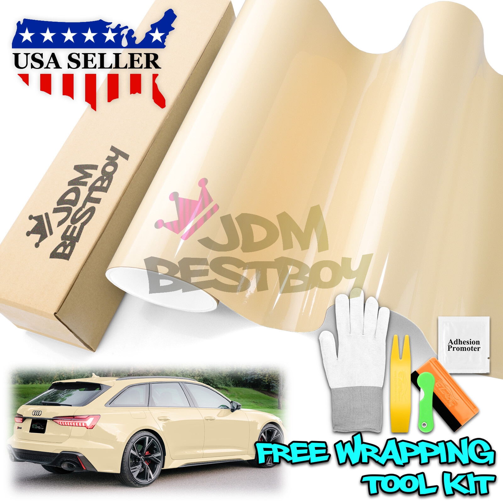 High Gloss Light Ivory Car Vinyl Wrap Sticker Decal Sheet Film DIY Air Release