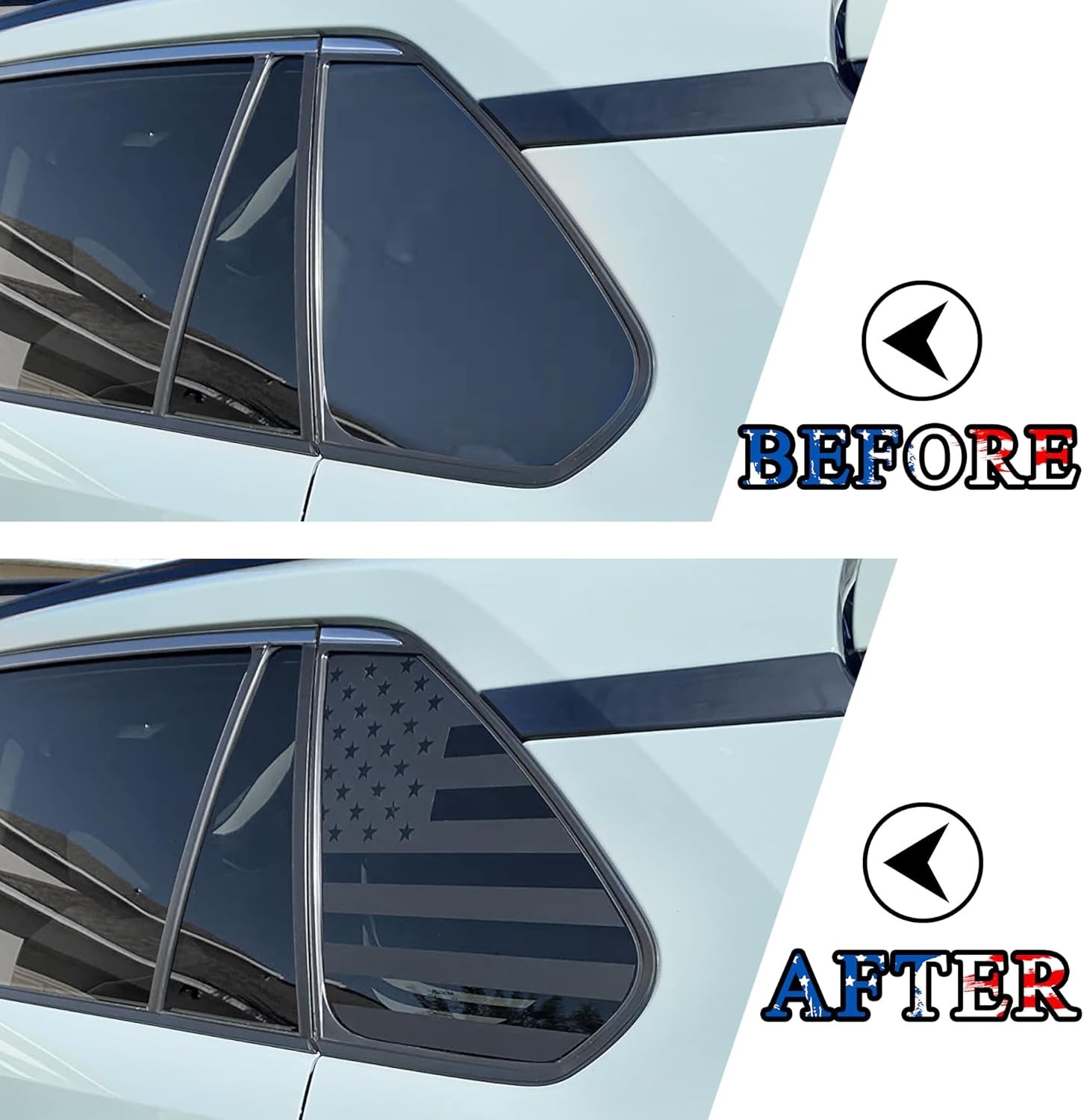 USA Flag Rear Window Vinyl Stickers Pair For Toyota Rav4 2019-2025 Window Decor