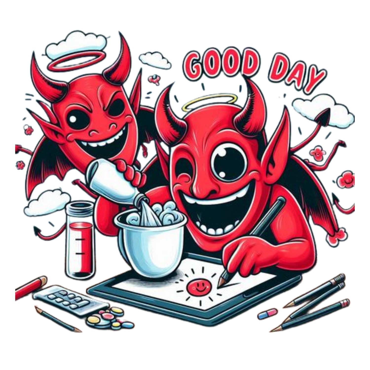 Red Devils Sticker (3 Inch) Street Art Punk Edgy Hip-Hop Grunge Skate