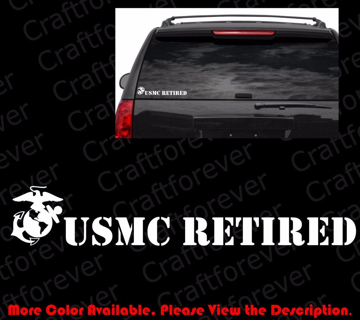 USMC United States Marine Corps Retired Die Cut Car Window Vinyl Decal AY019