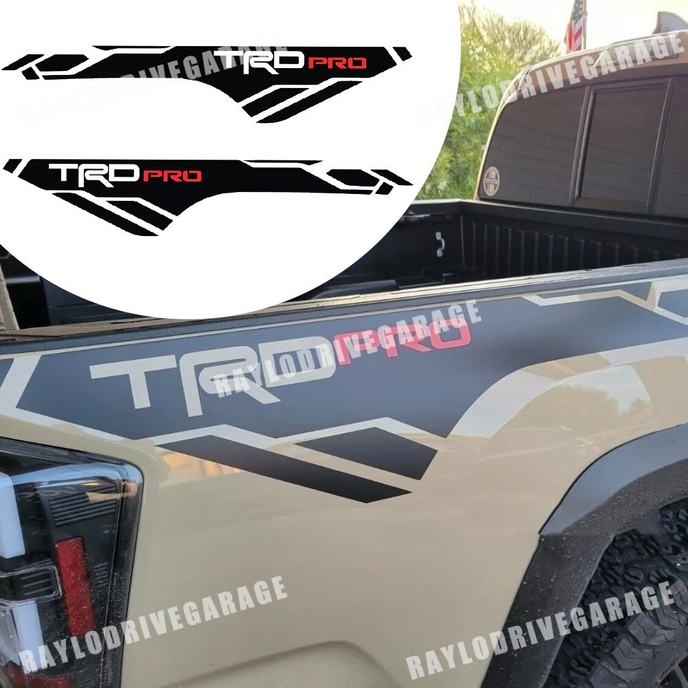 2pcs For Tacoma TRD PRO Letter 2016-2023 Bed Side Vinyl Decals Stickers Kit