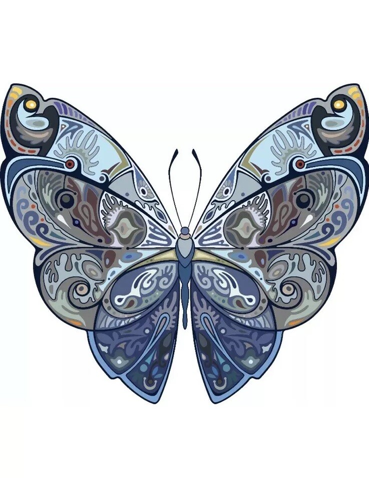 Blue Butterfly Sticker (2 Inch) Die Cut Hippie Elegant Colorful
