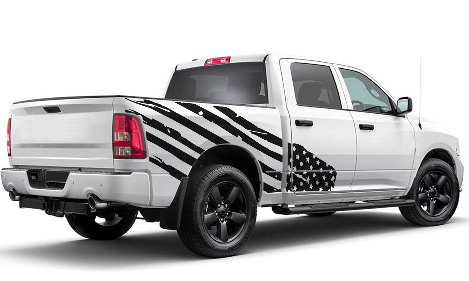 Side US flag graphics stickers decal compatible with Dodge Ram