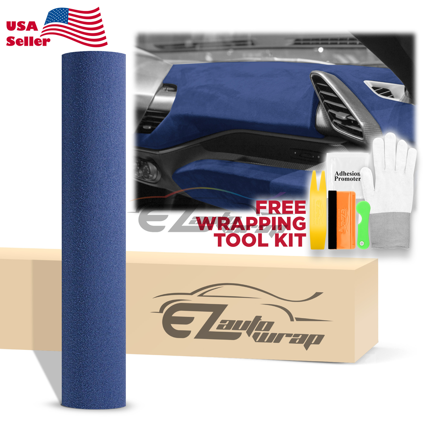 Velvet Stretchable Royal Blue Suede Textured Car Vinyl Wrap Sticker Decal Sheet