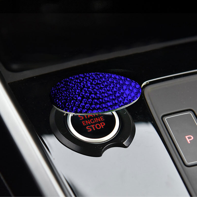 1pcs Bling Bling Rhinestone Car Start Engine Ignition Button Decor Sticker Cover