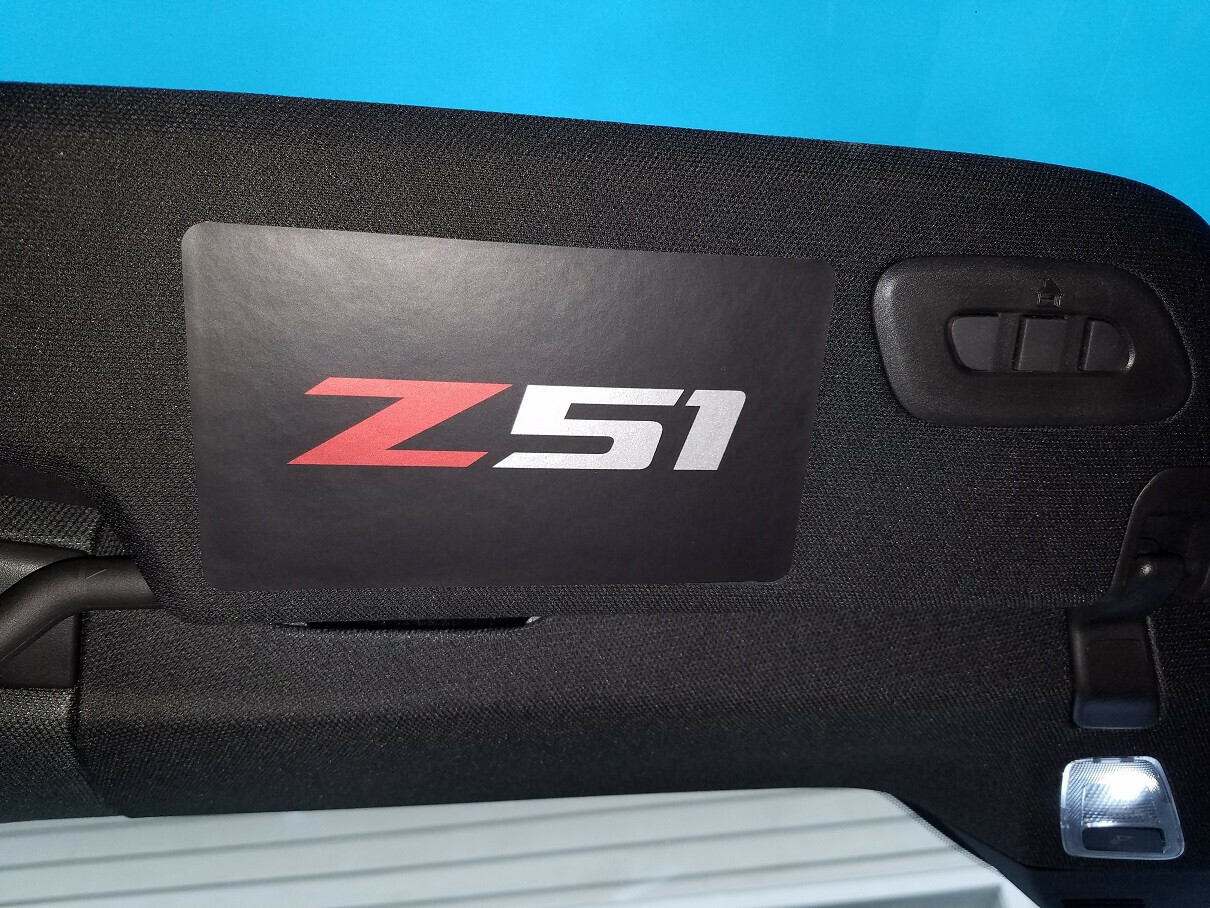 Z51 Sun Visor Label Blackouts Red and Silver for 2014-2019 Corvette C7 Stingray