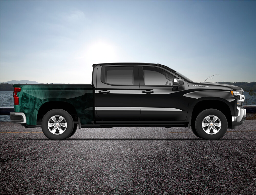Mist Sexy Woman Teal Truck Wrap Vinyl Bed Side Graphic Decal Tailgate DS PS US