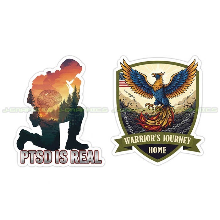 PTSD Veteran Vinyl Decal Sticker Awareness Suicide Prevention Military 2 pack G