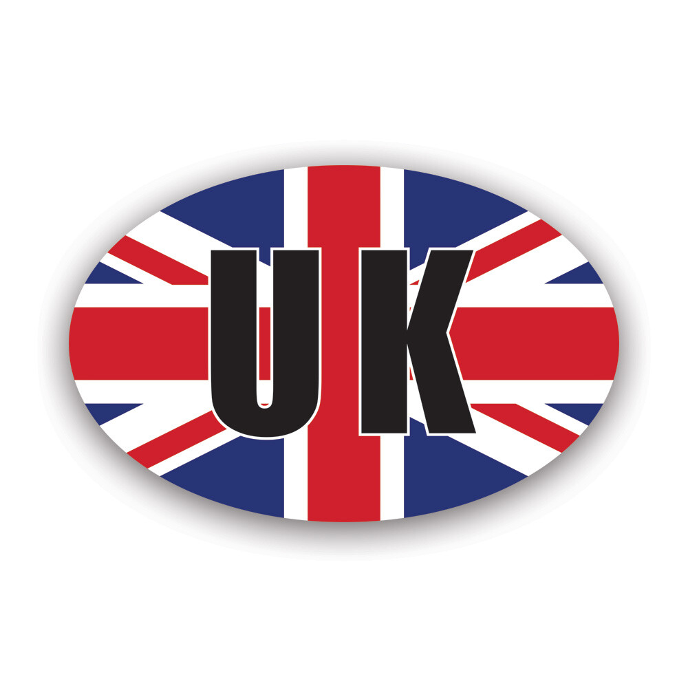 United Kingdom Oval Sticker Decal – Weatherproof – british flag country code v4