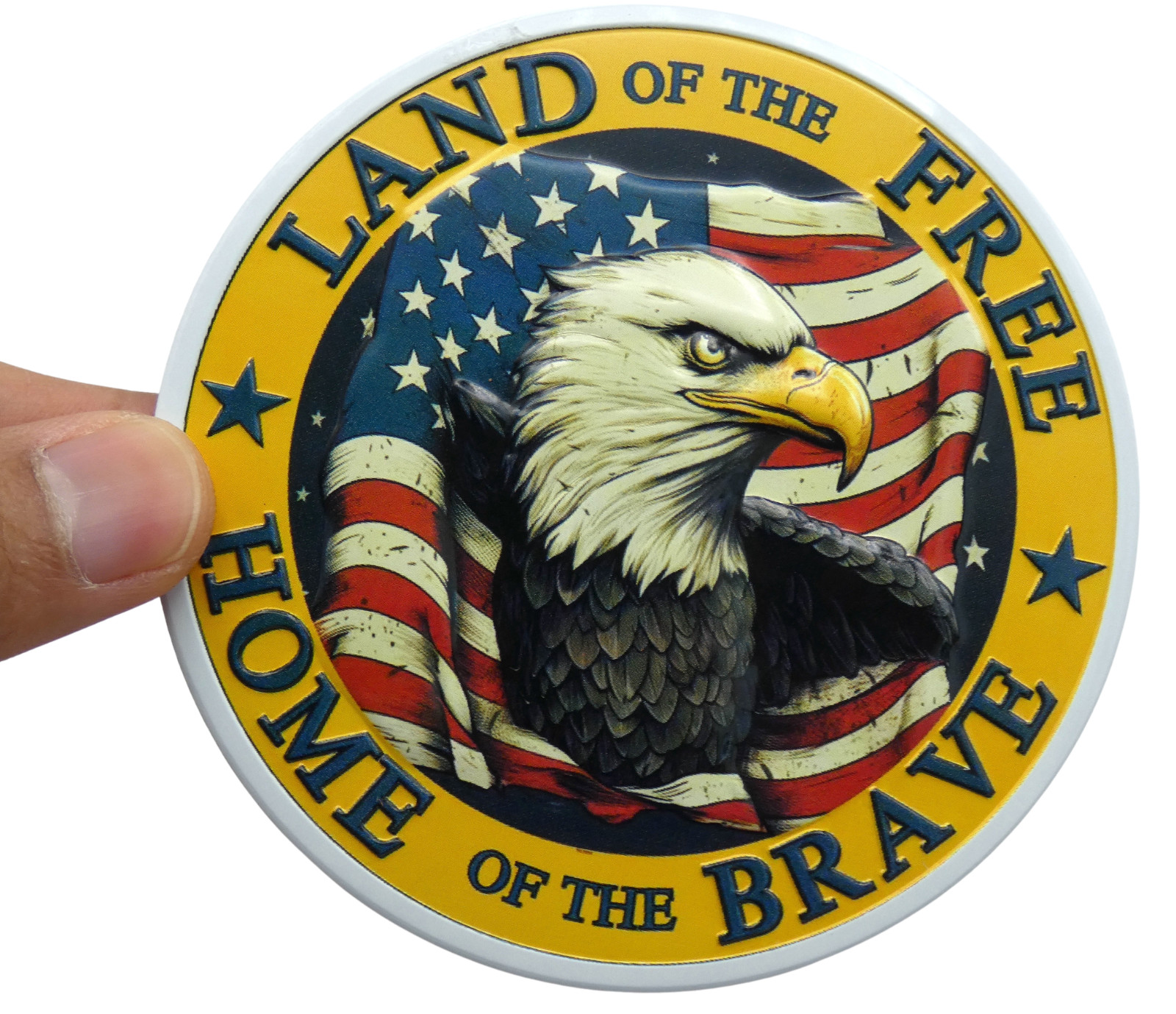ALUMINUM Land Of The Free Decal Sticker – Patriotic, Army, Veteran 3.5″