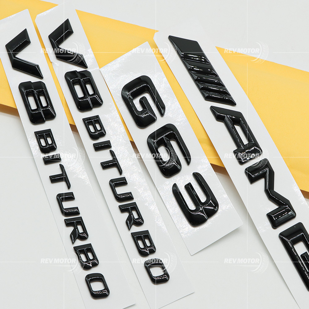 4pcs Gloss Black 3D Raised Badge For AMG G63 G-Class V8 Biturbo Side Rear Emblem