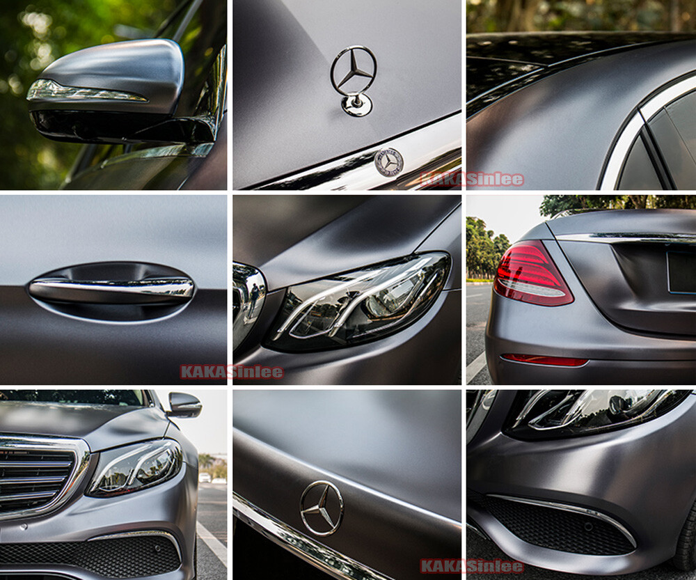 Entire Car Wrap Pearl Metal Satin Chrome Vinyl Steel Sticker Decal Tan Grey ABUS