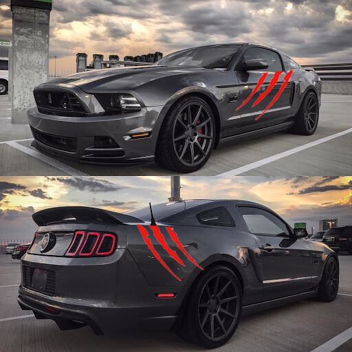 Red Scratch Claw Vinyl Sticker Kit for Car Side Body Front Headlight Decor Trim