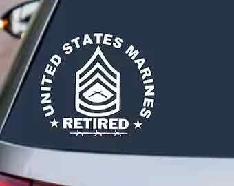 MARINE CORPS VETERAN GUNNEY SERGEANT RETIRED DECAL – USMC Sticker Car Truck SUV