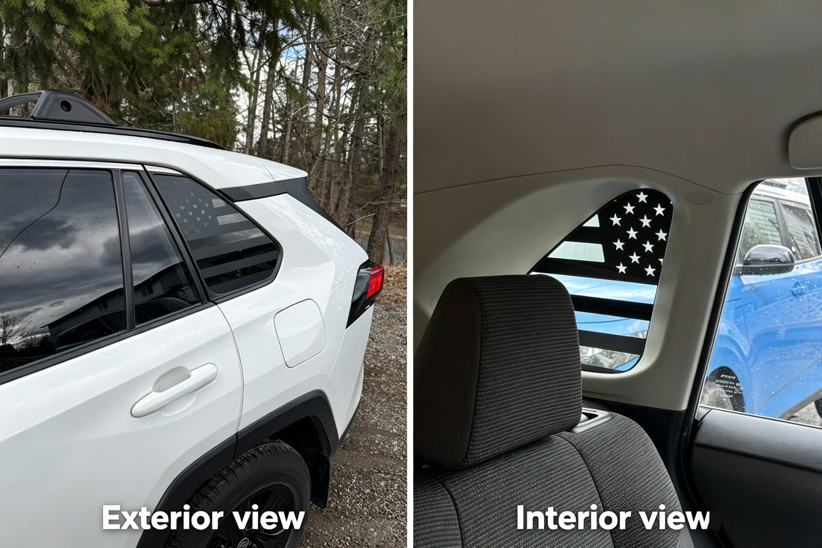 For Toyota Rav4 2019-2025 Rear Side Window American Flag Decal Left & Right Side