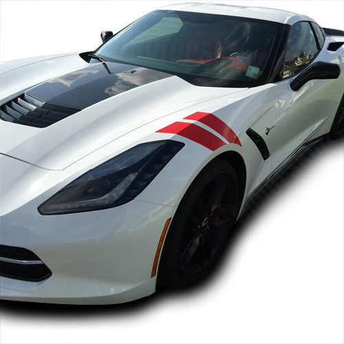 Fender Racing Hash Stripes Vinyl Decal Overlay for 2014-2019 Chevy Corvette C7