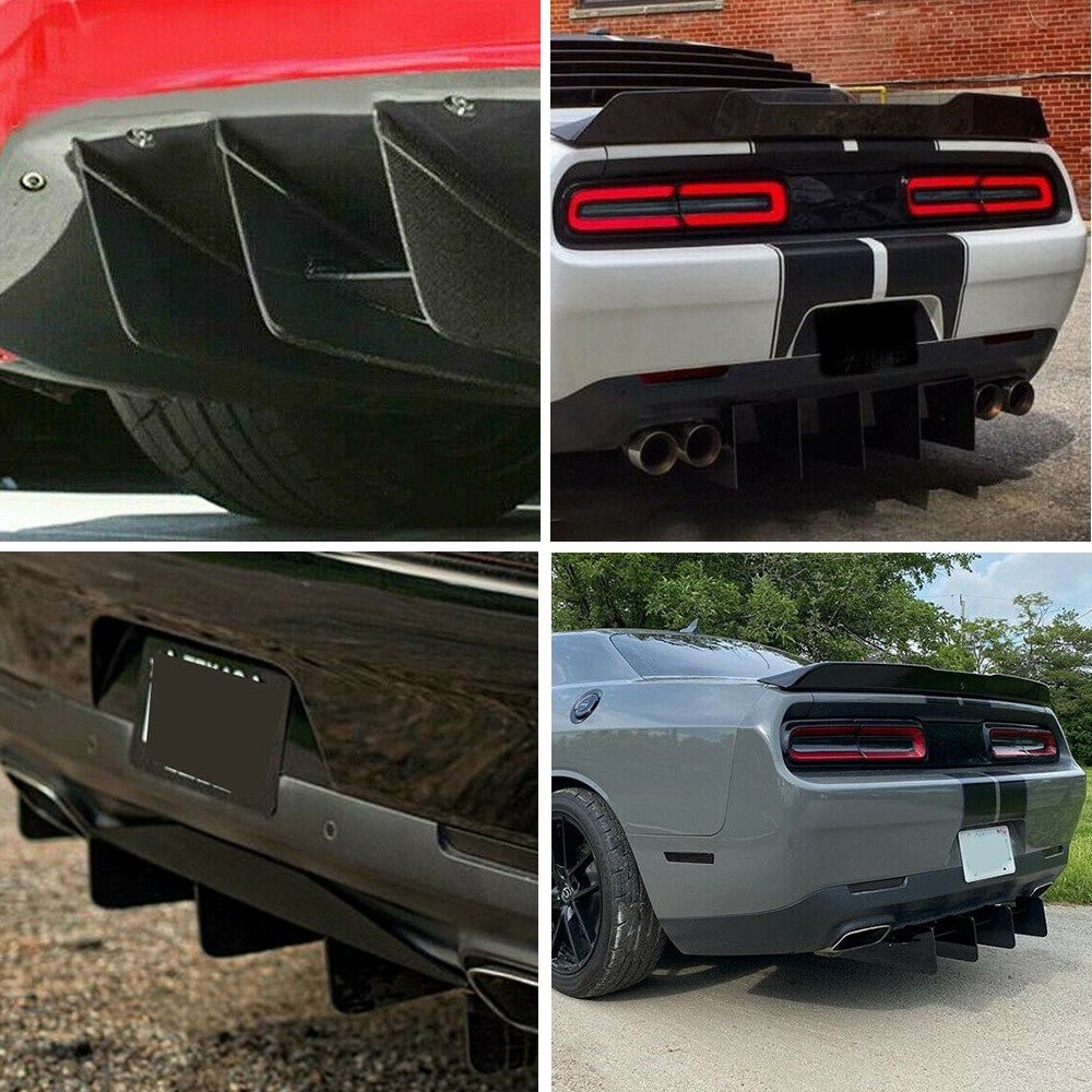 1/2set Rear Diffuser Fins 4 Bumper Chin Splitter Spoiler Lower Lip Universal Car