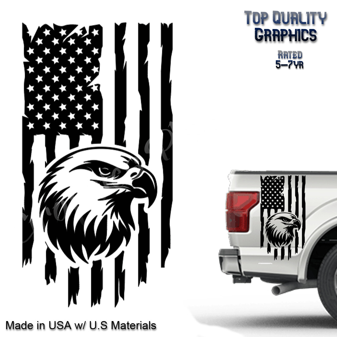 USA Flag Eagle Distressed decal sticker vinyl graphic American car truck window