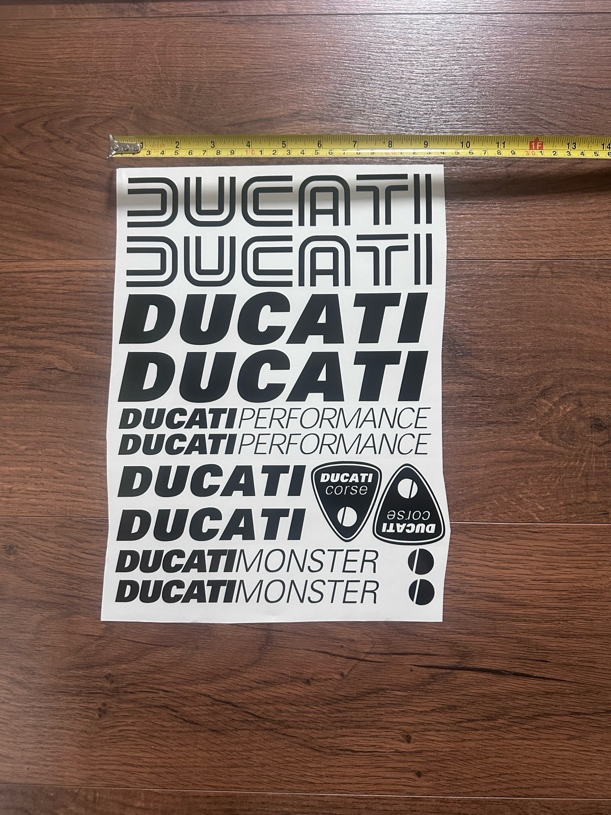 Ducati Vinyl Decal Sticker Sheet Black Logo Performance Corse Monster