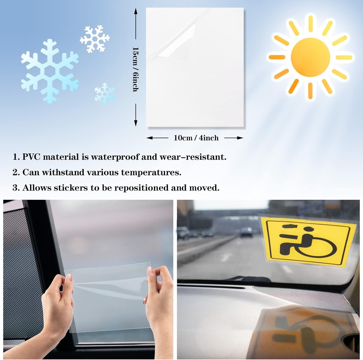 10PCS Clear Car Window Cling Stickers Waterproof Vinyl for Permits & More
