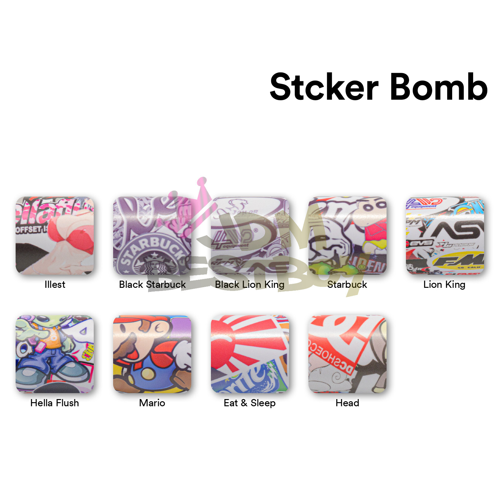 【Sticker Bomb】 Vinyl Wrap Decal Film Graffiti Cartoon JDM USDM Sheet DIY #202