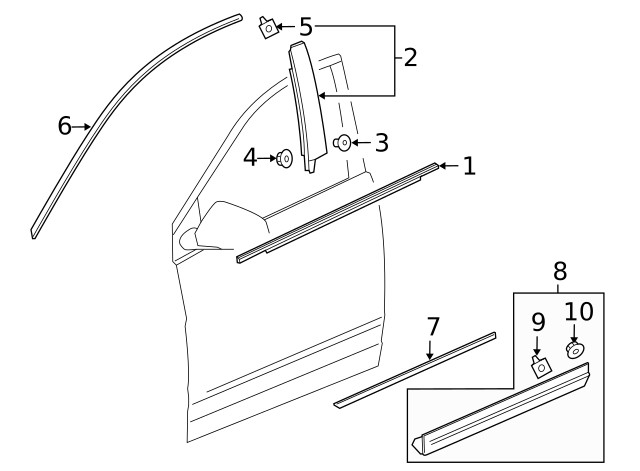 Genuine GM Front Passenger Side Door Window Frame Rear Applique 23403636