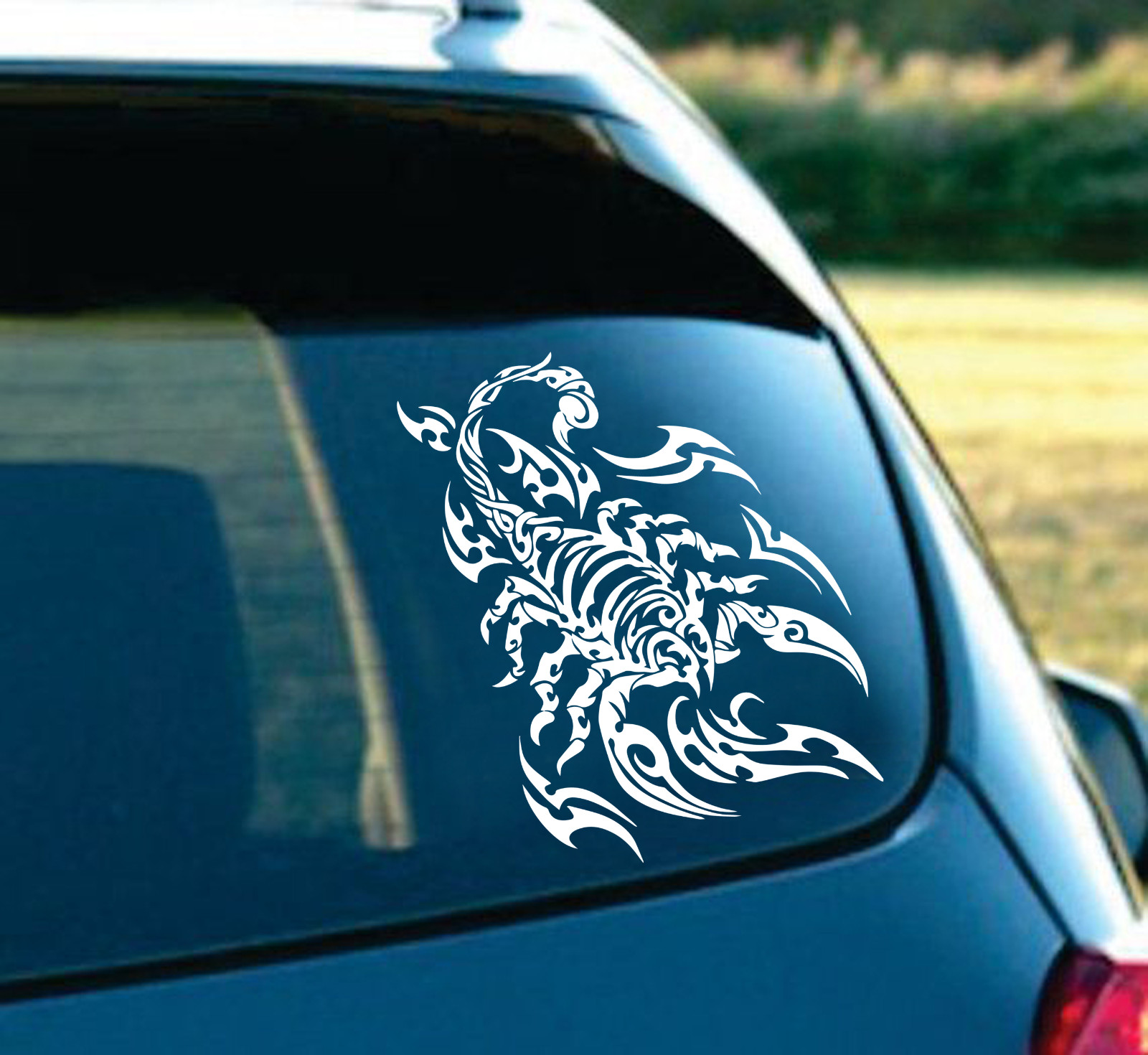 Tribal Scorpion Tattoo art Nice Silhouette laptop car truck 6″ White