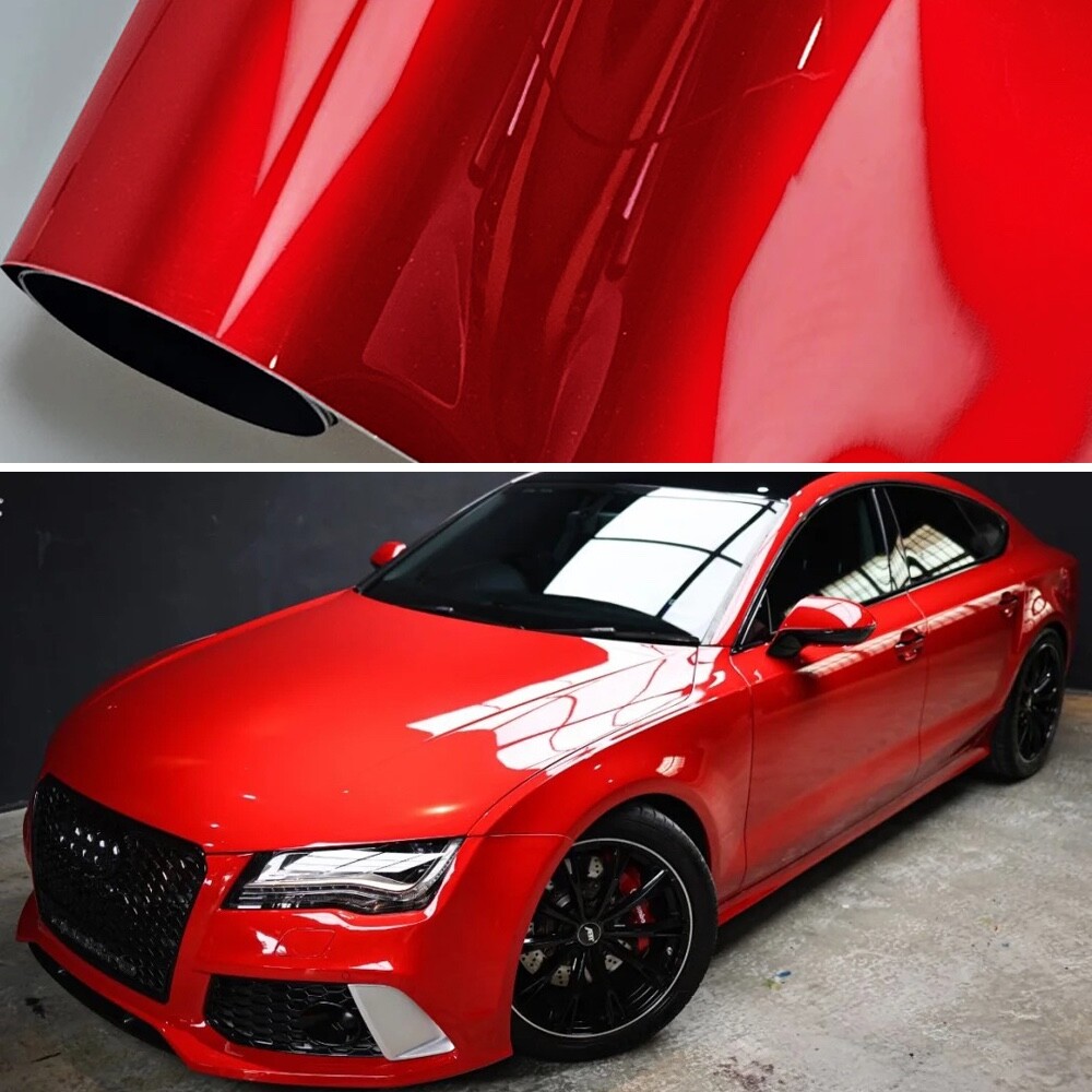 12″x60″ Premium Super Gloss Metallic Cherry Red Vinyl Film Wrap Sticker 1ftx5ft