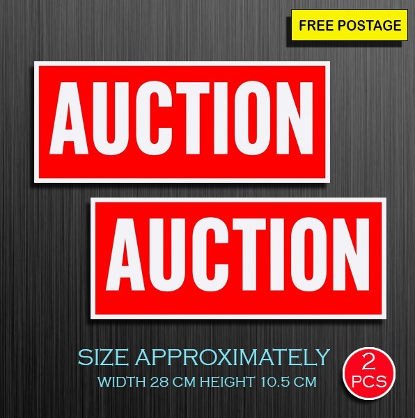 2X AUCTION STICKER SIGN, VINYL WATERPROOF STICKER FOR REALESTATE BUSINESS